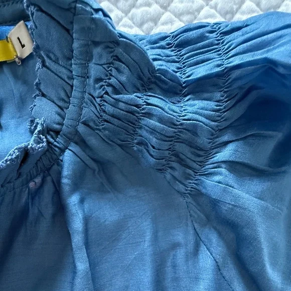 Chufy Kathmandu Heights Silk Embroidered Boho Blouse Blue Size L - Picture 6 of 10